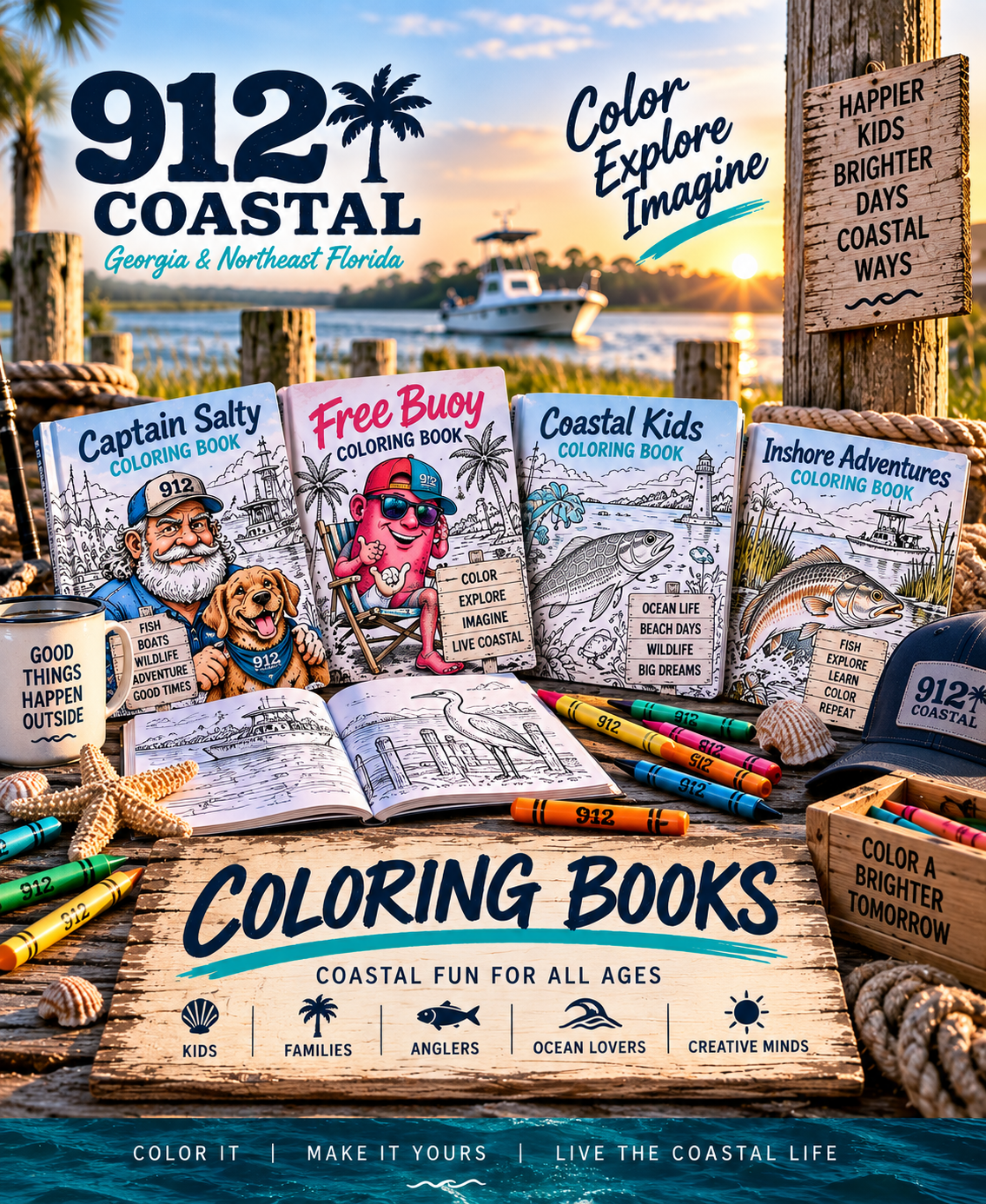 912 Coastal Coloring Books