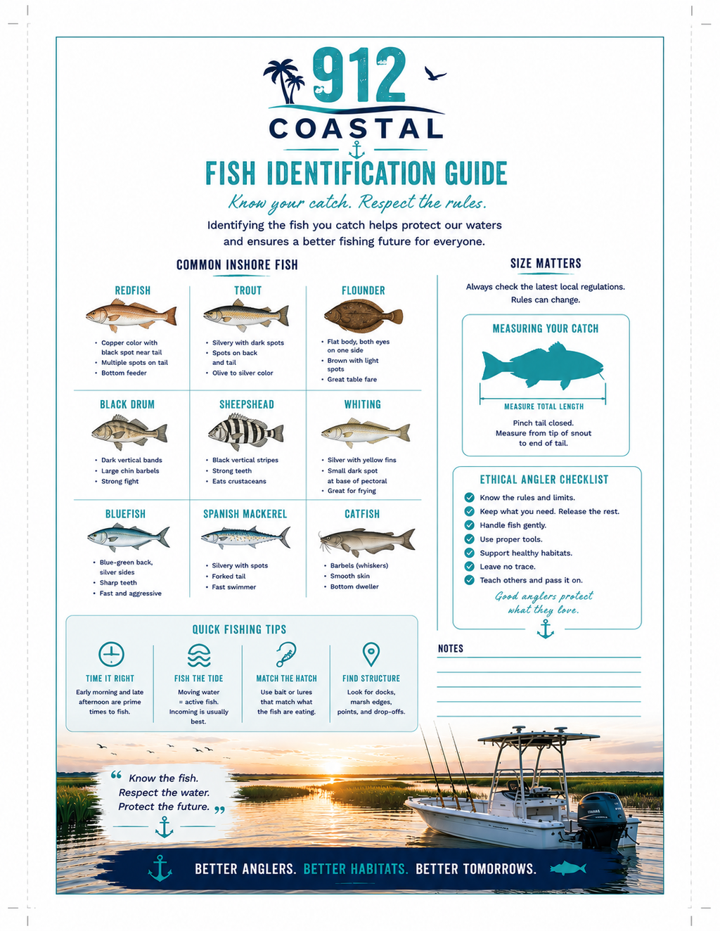 912 Coastal Fishing Log Book | Printable PDF Fishing Journal