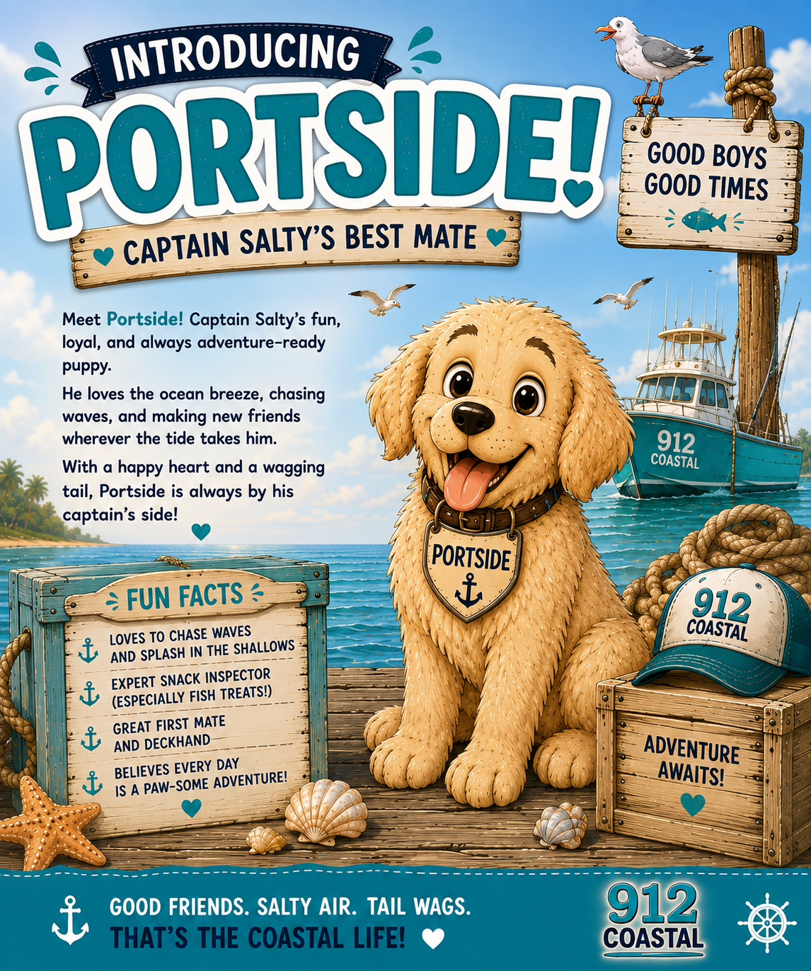 Captain Salty’s Coastal Adventures Coloring Book for Kids | 50+ Pages of Fishing, Boating & Beach Fun | 912 Coastal Kids Activity Book