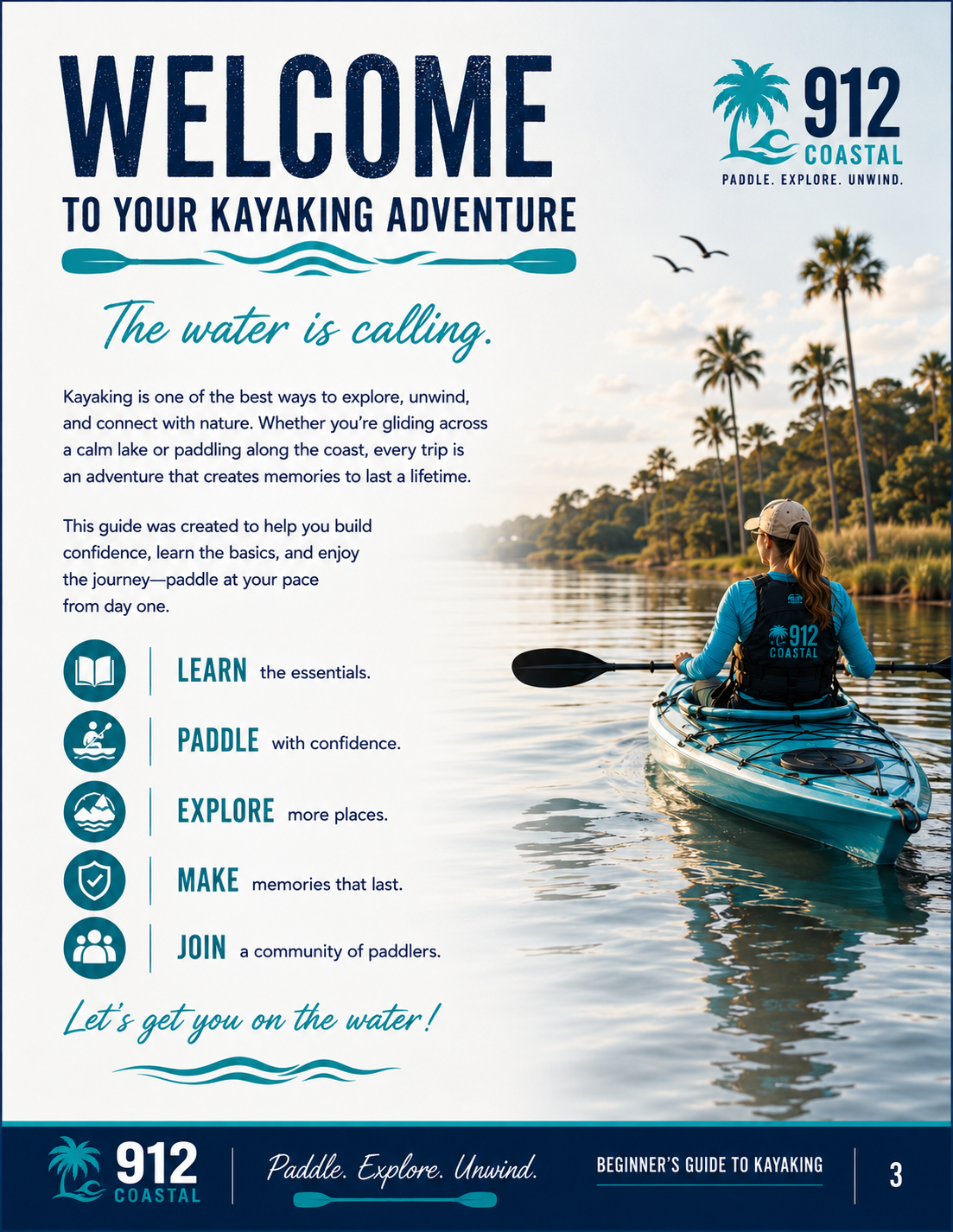 Beginner's Guide to Kayaking | 24-Page Digital PDF | Safety, Gear, Paddling Tips & Kayak Fishing | 912 Coastal