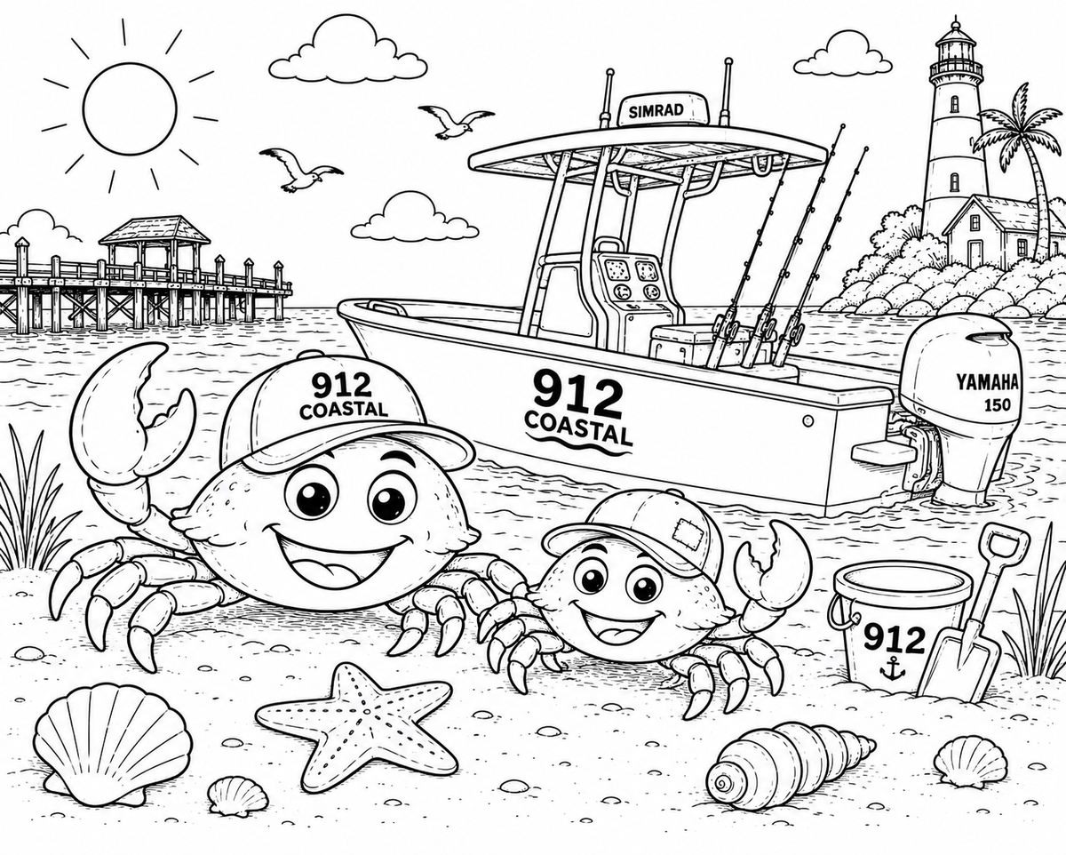 Captain Salty’s Coastal Adventures Coloring Book for Kids | 50+ Pages of Fishing, Boating & Beach Fun | 912 Coastal Kids Activity Book