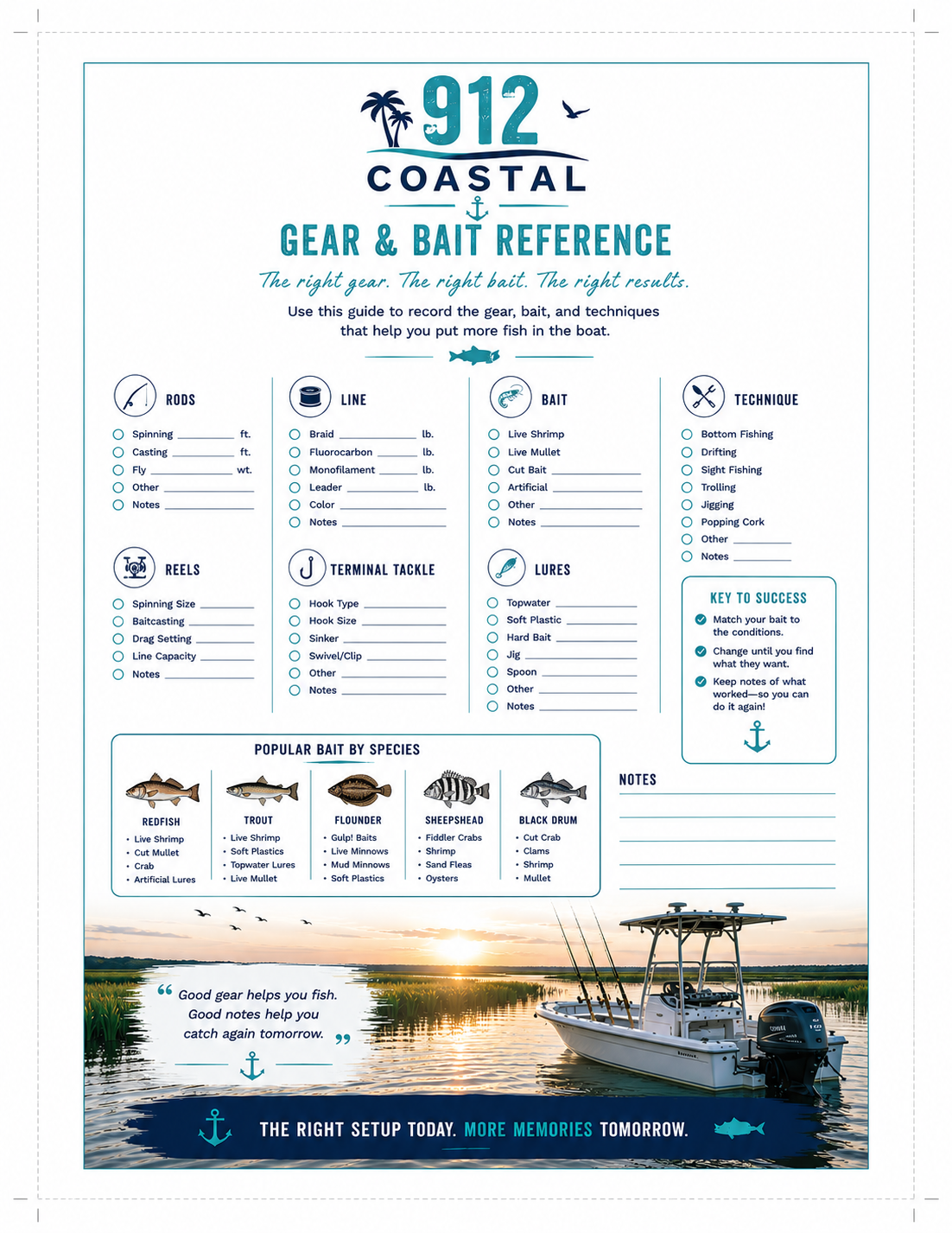 912 Coastal Fishing Log Book | Printable PDF Fishing Journal