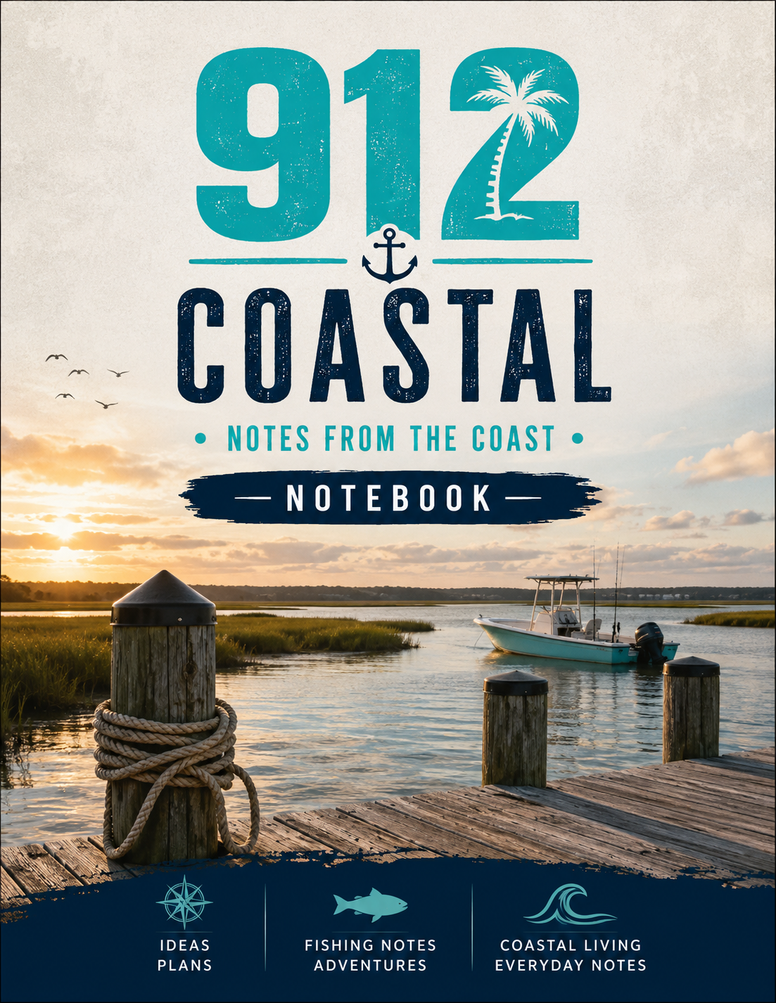 912 Coastal Printable Notebook | Coastal Notes Journal | Digital Download | Print as Many Pages as You Need | Fishing & Everyday Notes