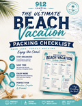Beach Vacation Packing Checklist Printable | Ultimate Beach Trip Packing List | Family Vacation Planner | Instant Download